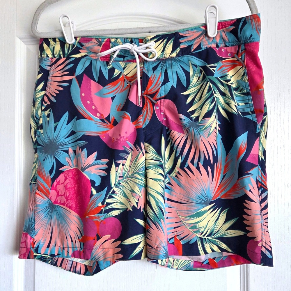 Bonobos Swim Trunks‎ Board Shorts Mesh Lined Floral Pineapple Print Size 33/ 7in